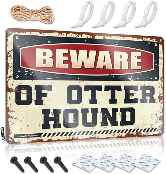 Cave Man Bar Beware of Otter Hound Sign Bar for Man Cave Funny Metal Signs for Outdoors(30X40CM)