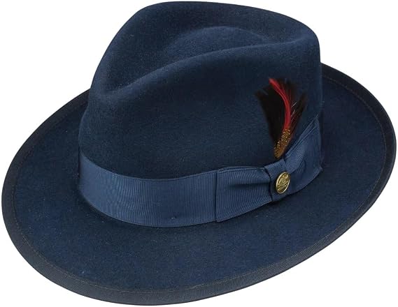 Stetson Mens Wool Felt Whippet Fedora Hat Navy, XX-Large