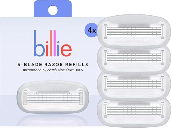 Billie Razor Refills Women, 4 ct | 5 blade razors for women, Sensitive skin, Surrounded by aloe shave soap
