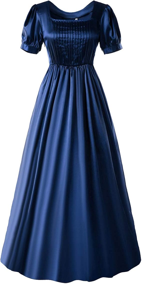 Women Vintage Regency Dress High Waistline Jane Austen Reenactment Ball Dresses Victorian Tea Gown