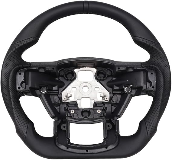 Full Leather Steering Wheel, Perforated Leather Grip D-shaped Steering Wheel Fit For Ford F150 2015-2020 (No Paddle Version)