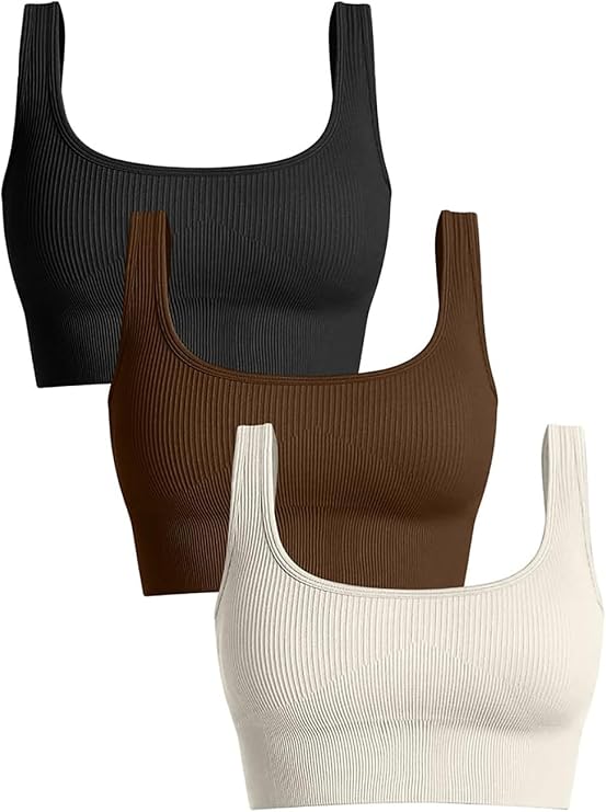 niyokki Womens Tank Tops Workout Ribbed Crop Sports Bras for Women