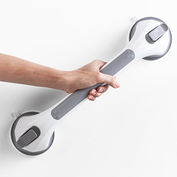 LEVERLOC Shower Grab Bars,Shower Handles for Elderly Suction,16.8",Grey