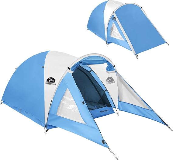 2/4 Man Camping Tent with Porch,Waterproof Double-Skin Dome for Backpacking