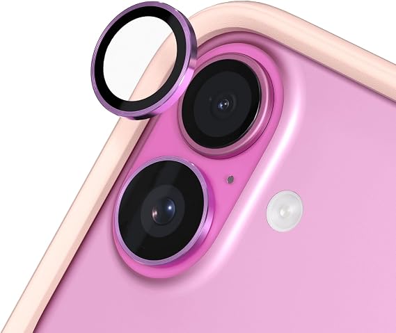RhinoShield 9H Tempered Glass Camera Lens Protectors Compatible with iPhone 16/16 Plus | Impact and Scratch Resistance, High Clarity, Explosion-Proof Protection, Anti-Fog Technology - Pink