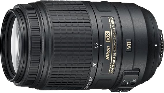 Nikon AF-S DX NIKKOR 55-300mm f/4.5-5.6G ED Vibration Reduction Zoom Lens with Auto Focus for Nikon DSLR Cameras