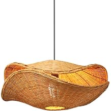 Clam Shell Shape Rattan Hanging Lamp Coastal Beach Creative Ceiling Light Chandelier Handmade Weave Tradition Craft Pendant Light Primary Color Large Suspensiom Lighting Fixture for Dining,Bar [Energy Class A+++]