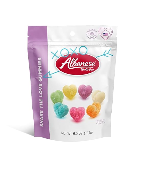 Albanese World's Best Share the Love Gummies 6.5 Ounce Bag of Candy, Shareable Resealable Bag of Valentine's Candy