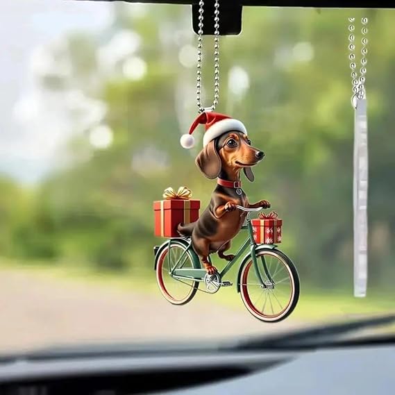 Acrylic Dachshund Christmas Ornament, Funny Dog Christmas Tree Decoration, Dachshund Gifts for Dog Lovers (A, 1Pcs)