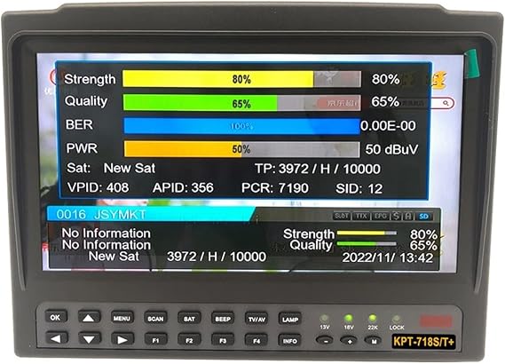 Satellite Finder, KPT-718ST DVB-S2 DVB-T2 DVB-C Satellite Finder Meter HD Satellite TV Receiver Spectrum Analysis Better Ws-6916 6906 6933 for Adjusting Sat Dish(KPT-718ST with AHD)