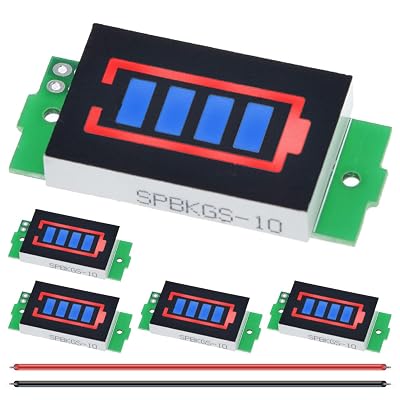 5 Pcs 12345678S Lithium Battery Capacity Indicator Module 3.7V Blue Battery Capacity LED Display Board for DIY with 26AWG Wire