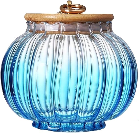 Pumpkin Glass Container Candy Dish Food Storage Jar with Seal Wooden Lid