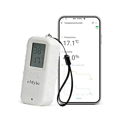 eMylo Zigbee Indoor Outdoor Temperature Humidity Sensor IP65 Waterproof | Smart Thermometer Hygrometer, Compatible with Echo, SmartThings, Home Assistant, Tuya, Hub Required for Home Automation
