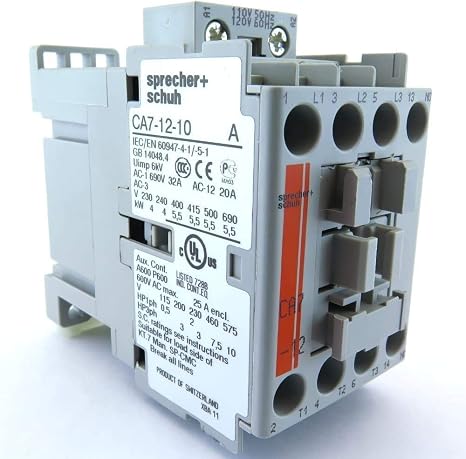 SPRECHER & SCHUH CA7-12-10-120 120 VAC, 12AMPS, 1N/O (Integral Right Side Mounted), 3POLE, CONTACTOR, Non-REVERSING, Replacement for CA31210