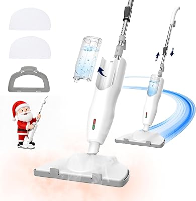 1200W Powerful Steam Mop with 2pcs Washable Pads, 30s Quick-Heating, Lightweight, 12.5oz Removable Water Tank, 260F for Cleaning and Sanitizing Hardwood, Marble, Tile and Carpet