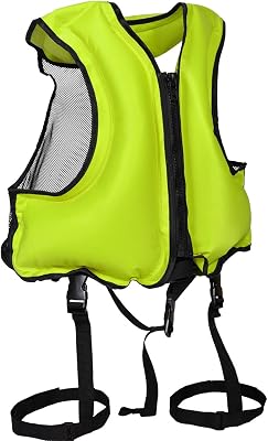 Snorkel Vests for Adult Inflatable Floatage Jacket Upgraded Buoyancy Kayak Aid Swim Jackets with Leg Straps Green, SOF00002