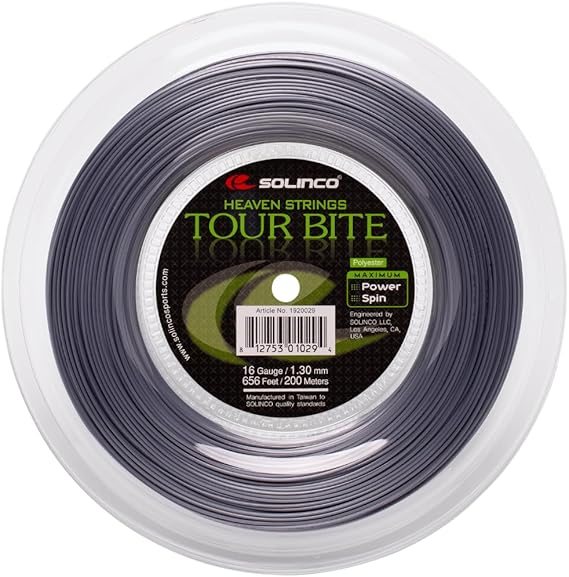 Solinco Tour Bite Co-Polyester Tennis String Mini Reel 328 ft / 100 m Extreme Power, Spin & Control Shaped Monofilament, Durable High-Performance Polyester