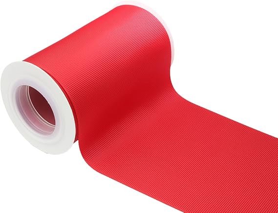 Ribbonitlux 4" Wide Solid Grosgrain Ribbon 5 Yards (250-Red), Set for Grand Opening Ceremonies, Ribbon Cutting, Chair Sashes, Wedding and Craft