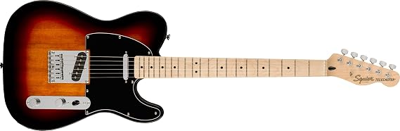 Squier by Fender Affinity Series™ Electric Guitar Telecaster®, Maple Fingerboard, Black Picguard, 3-Color Sunburst with Soft Case