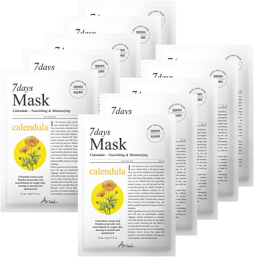 Ariul 7 Days Mask Calendula P - Feeder, Moisturizing & Repairing Vegan Paper Mask