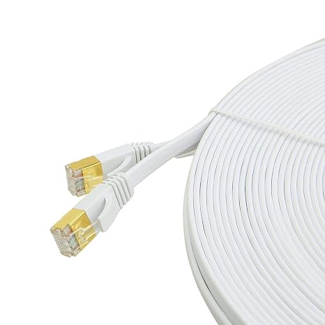 Cat 7 Flat Ethernet Cable 75ft White,High Speed 10GB Shielded (STP) LAN Internet Network Cable-XINCA Ethernet Patch Computer Cable with Snagless Rj45 Connectors 75 feet 75FT White (22.8 Meters)