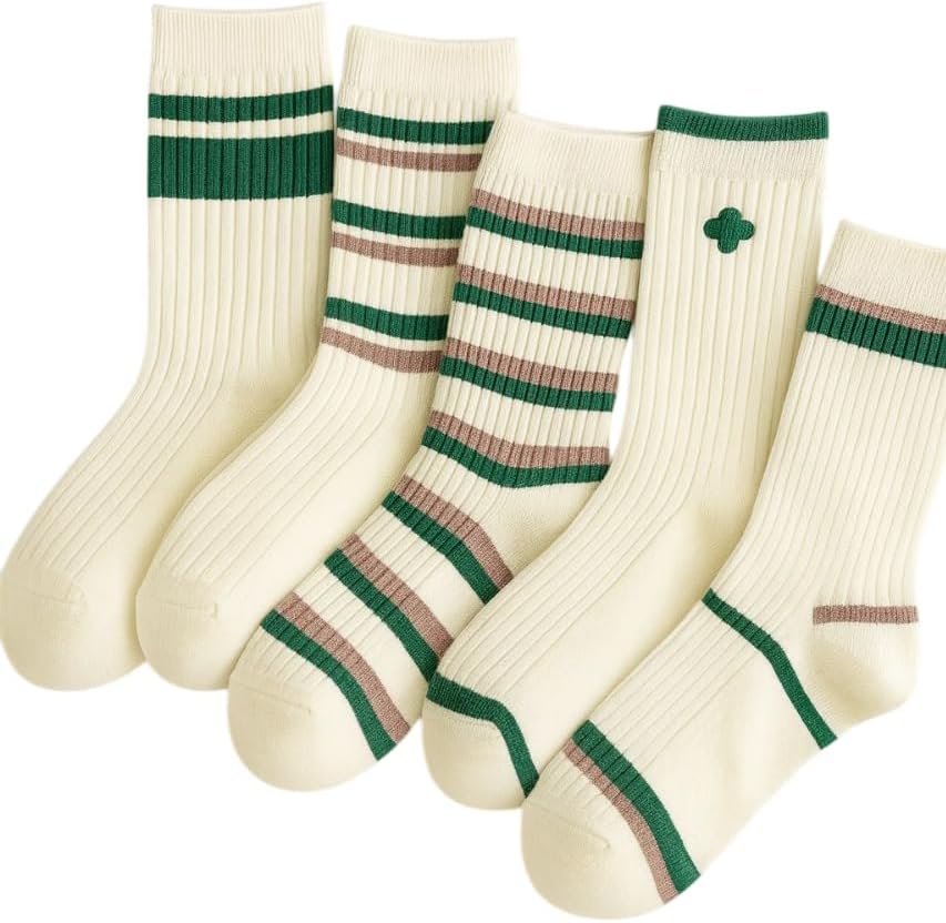 5'li Ekonomik Paket Yeşil-Pembe Desenli Unisex Tenis Çorap Seti