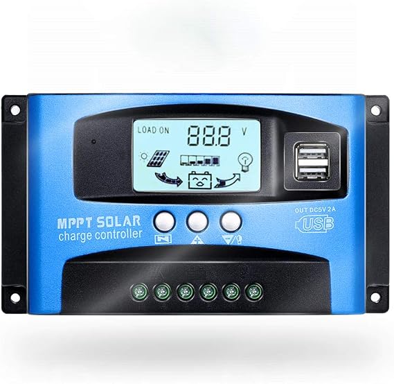 SolaMr Solar Charge Controller 100AMP Solar Panel Battery Regulator 12V/24V Auto with LCD Display Dual 5V USB Adjustable Parameter Fits for Open,AGM,Gel Lead Acid Batteries (100A)