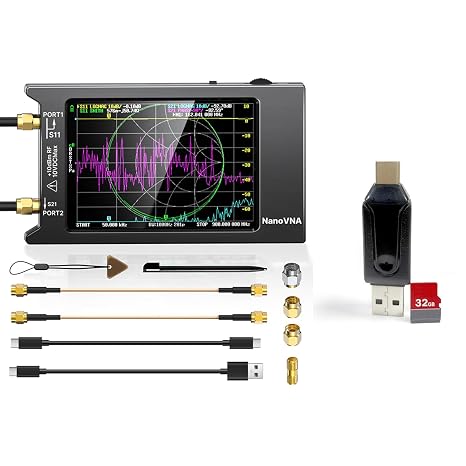 AURSINC NanoVNA-H4 Vector Network Analyzer 9KHz-1.5GHz + NanoVNA USB C & USB 3.0 OTG Card Reader with 32GB Micro SD Card