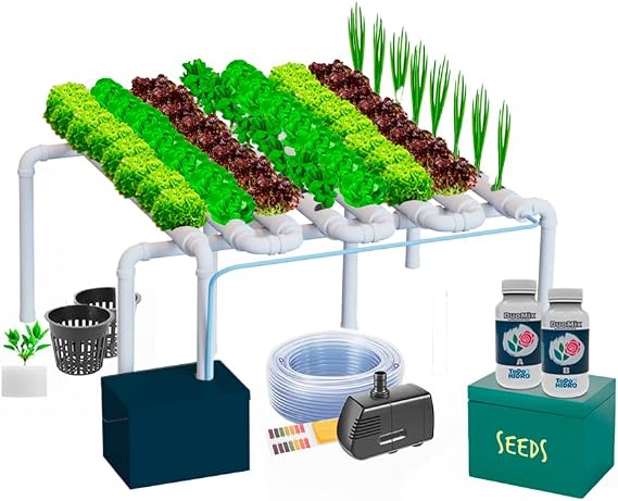Hydroponic Kit N15 NFT System for 64 Plants, Complete Indoor Garden with Nutrients, Seeds & Accessories
