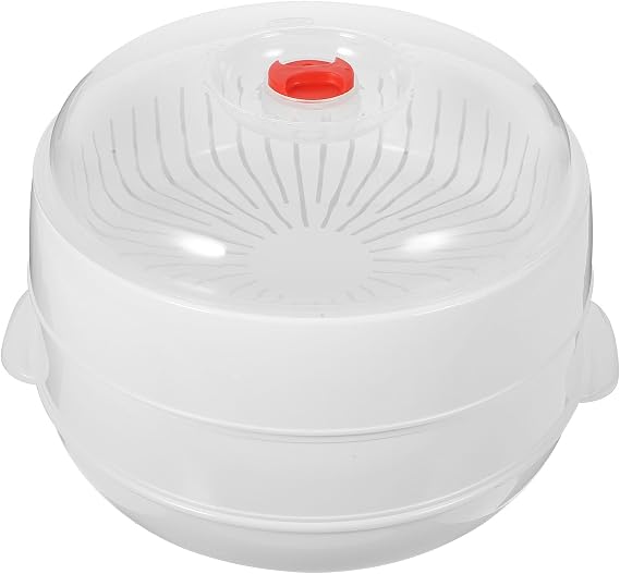 Microwave Steamer Double-Layer Plastic 8.45 X 8.45 X 4.32 in