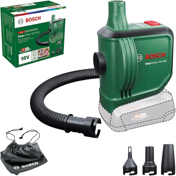 Bosch Home And Garden Easyinflate 18 V-500 Hava Yatağı için Elektrikli Hava Pompası (Pilsiz; 18 Volt Sistem; Şişirmek ve Boşaltmak için; Kartonda)