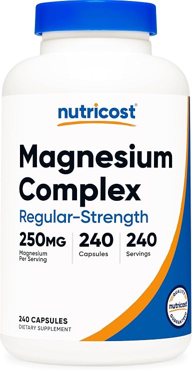 Nutricost Magnesium Complex 250mg, 240 Capsules - Magnesium Oxide, Citrate, and Glycinate - Gluten Free and Non-GMO