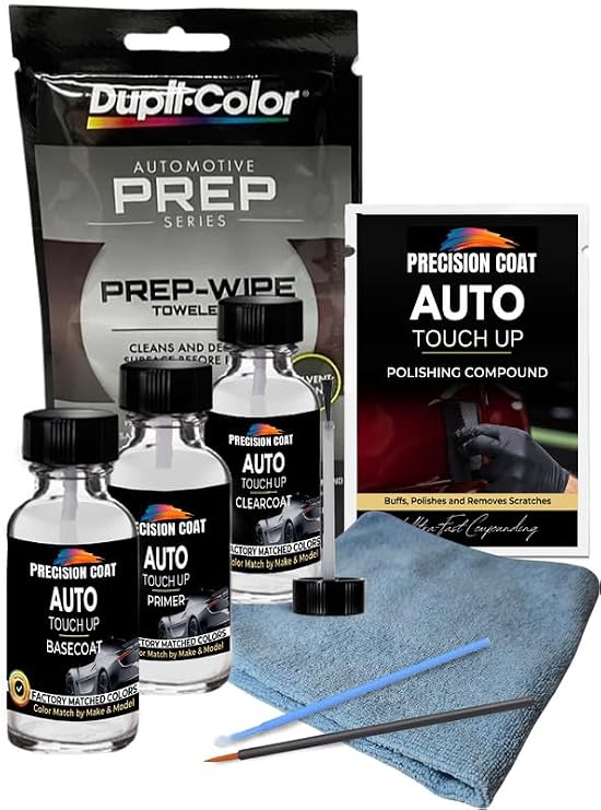 Compatible With 1954 Chevrolet Corvette Polo White Factory Matched High Gloss Basecoat Clearcoat Exact Match Color - Touch Up Paint Kit Includes Primer, Prep Wipe & Polishing Compound