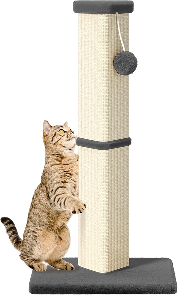 Cat Scratching Post, 81 cm High Indoor Scratching Post with 13 cm Diameter Posts and Ball Cat Scratcher for Medium and Large Cats