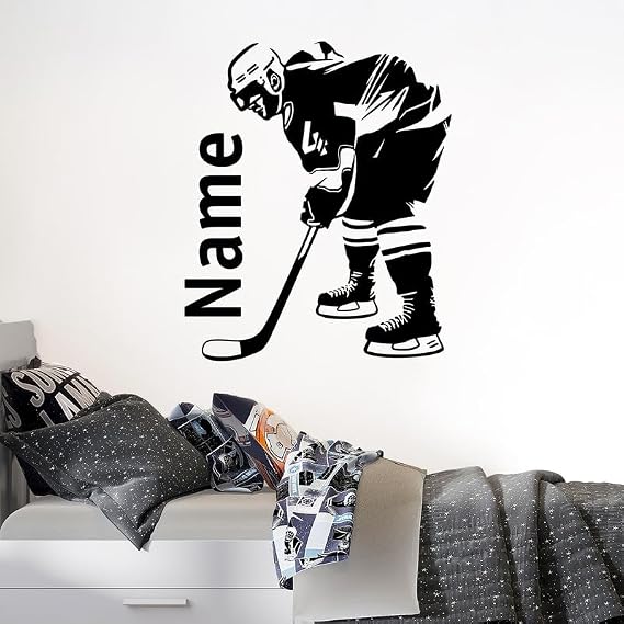 Hockey Wall Stickers - Hockey Personalized Wall Decal - Ice Hockey Wall Decal - Hockey Decal Wall - Hockey Goalie Wall Decal