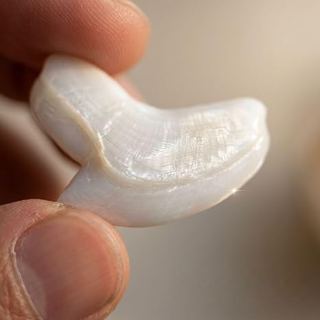 Tiger Shark Tooth Replica, Realistic Shell Fossil Look with Pearl Iridescent Finish, Eco-Friendly Natural Craft,  with Black Gift Box and Velvet Pouch