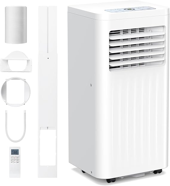 Electactic 10000 BTU Quiet Portable Ac Unit for Room up 400 Sq.Ft, Portable Air Conditioners with Cooling, Fan, Sleep Mode, Dehumidifier, 24H Timer, Remote Control, Drain Hose