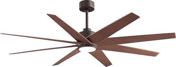 Matthews Fan Company ANLK-TB-WN-64 Ariella Wet Rated 64" Ceiling Fan with 5cct Light & Remote, Silent DC Motor, 8 ABS Blades, Textured Bronze with Walnut Tone