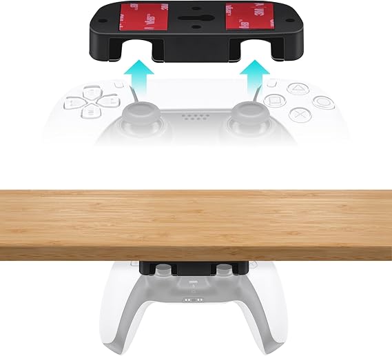 Mcbazel Under Desk Mount for PS5/PS4 Controller, Table Stand Holder Compatible with PlayStation 5/4 Controller - Black