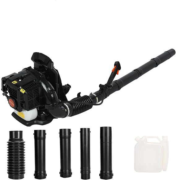 Backpack Leaf Blower, 52CC Gas Powered Backpack Leaf Blower, 550CFM 2-Stroke 1.7HP Snow Leafes Blowers for Lawn Care Yard Dust Debris (Black) (Black)