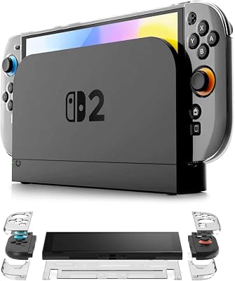 Compatible with Nintendo Switch 2 Protective Case, Dockable for Console and Joy-Con 2 Controller, Hard PC, Split-Design, Precise Cutout [7.9 inch] Clear Case1Dockabte