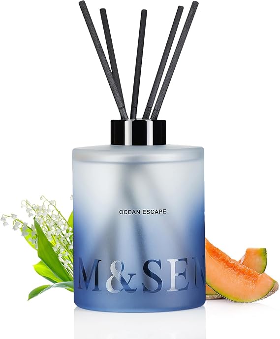 M&SENSE Reed Diffuser Set, Ocean Escape, 17 oz Natural Essential Oil | Non-Toxic Organic, Long-Lasting Fragrance, Ideal for Living Room, Bathroom, Gifts for Women