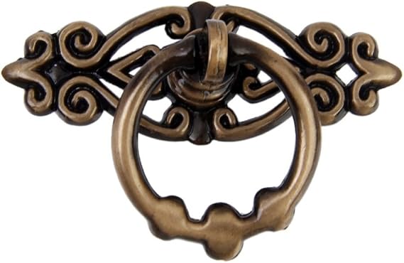 ULTNICE 10pcs Vintage Pull Handle Knobs For Kitchen Cabinet Cupboard Dresser Door With Drawer Ring (Antique Brass)