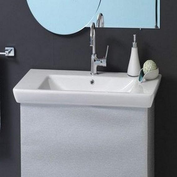 068300-U-One Hole Porto Rectangular Ceramic Wall Mounted/Self Rimming Sink, White