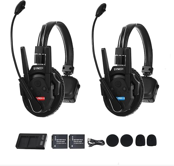 SYNCO XTALK XPro2 X2 Wireless Intercom Headset System 2.4GHz 350 Meters Dual-Ear Team Communication Headset for Live Show Stage Performance Movie Shoot