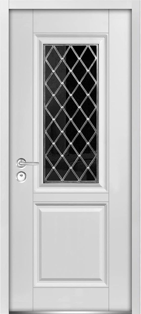VDOMDOORS Front Exterior Prehung Steel Door 36 x 80 inches Right Hand Inswing/Ballucio 1709 White Enamel/Panel Inserts Single Classic Painted White