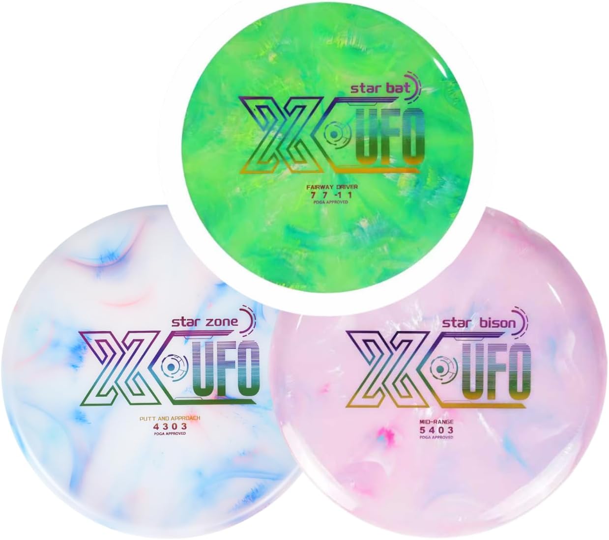 X-UFO Disc Golf Set - Disc Golf Starter Set, Includes 1 Putter, 1 Driver, and 1 midrange disc, Weighing 170-178 Grams. Suitable for Beginners and Professional disc Golf tournaments