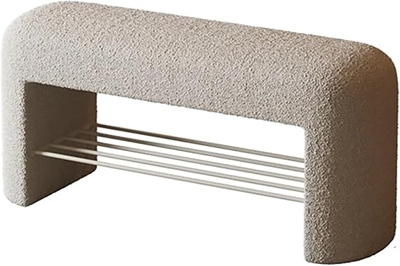 Storage Bench, 39.3" Entryway Bench, Metal Bracket, End Of Bed Storage Benches For Entrance, Living Room, Bedroom, Hallway(Off-white,31.4in(80cm))