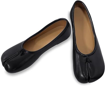 TENGTA Tabi Ballet Flats Women Wide Width Split Toe Low Heel Flats Shoes Japanese Tabis Shoe for School, Office & Casual