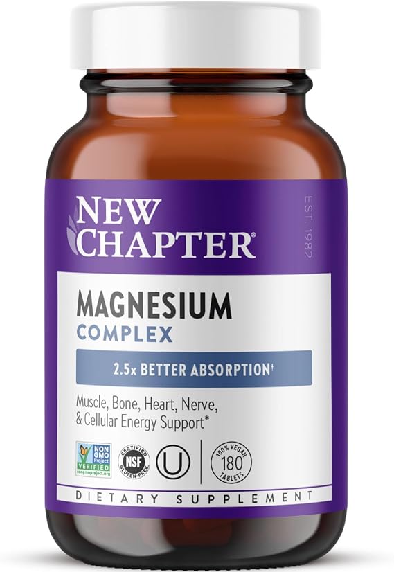 New Chapter Magnesium Complex - Offers Muscle, Bone, Heart & Energy Support* - Contains Sea-Sourced, Fermented & Bisglycinate Forms of Magnesium - Non-GMO & Gluten Free - 180 Tablets